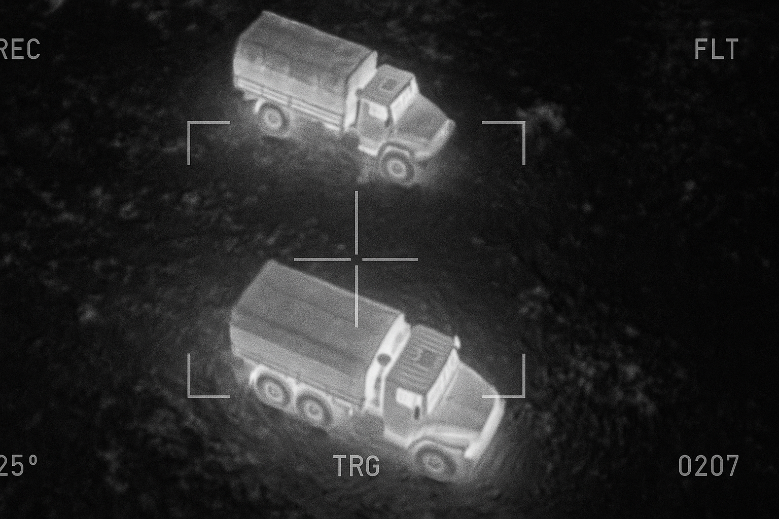 Aerial thermal view — ground vehicles